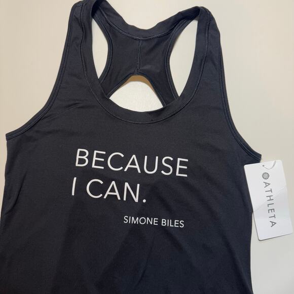 Athleta Nitro Tank Black BECAUSE I CAN Simone Biles Top Active Gymnastic Medium - Picture 4 of 7